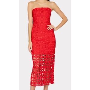 NWT MILLY Kait Tile Lace Dress Red Cocktail Party Dress Size 4